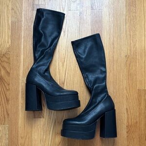 Steve Madden Black Knee High Platform Heeled Boots